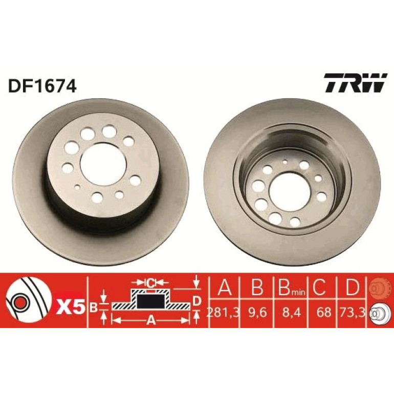 TRW Bremsscheibe DF1674 TRW Bremsscheibe DF1674