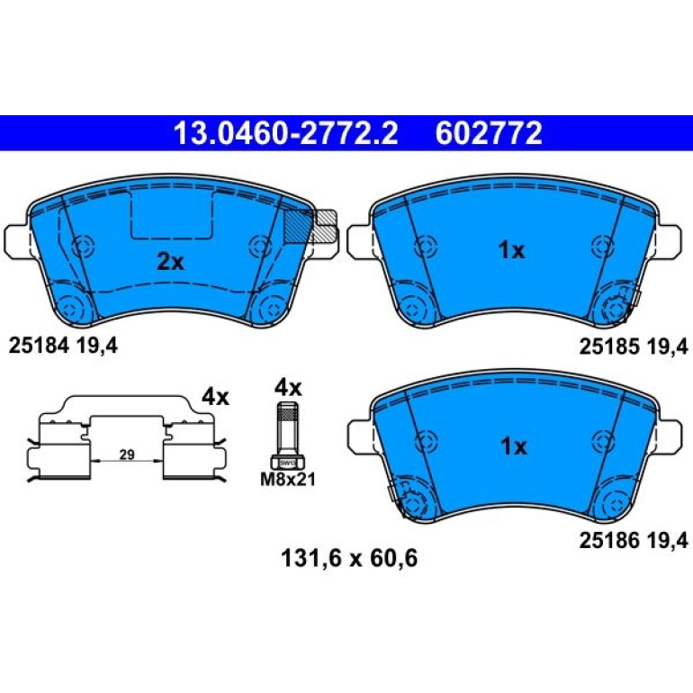 Bremsbelagsatz Kia P. Venga 1.4-1.6 10 13.0460-2772.2
