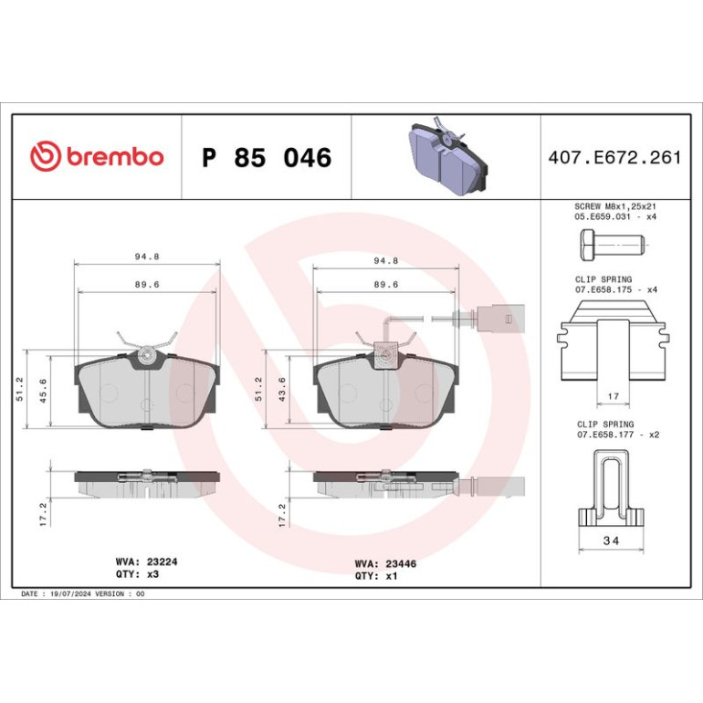 BREMBO Bremsklötze HA P 85 046 BREMBO Bremsklötze HA P 85 046
