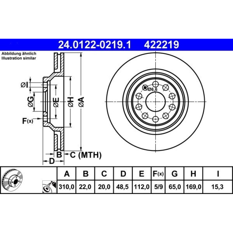 Bremsscheibe Vw T. Eos/Golf/Passat/Tiguan 04 24.0122-0219.1 Bremsscheibe Vw T. Eos/Golf/Passat/Tiguan 04 24.0122-0219.1