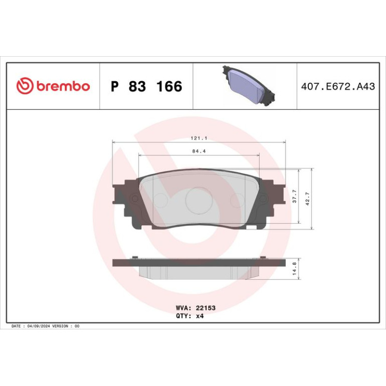 BREMBO Bremsklötze HA P 83 166 BREMBO Bremsklötze HA P 83 166