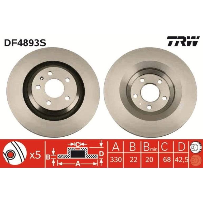 Bremsscheibe Vw T. A6 Allroad 06 DF4893S Bremsscheibe Vw T. A6 Allroad 06 DF4893S
