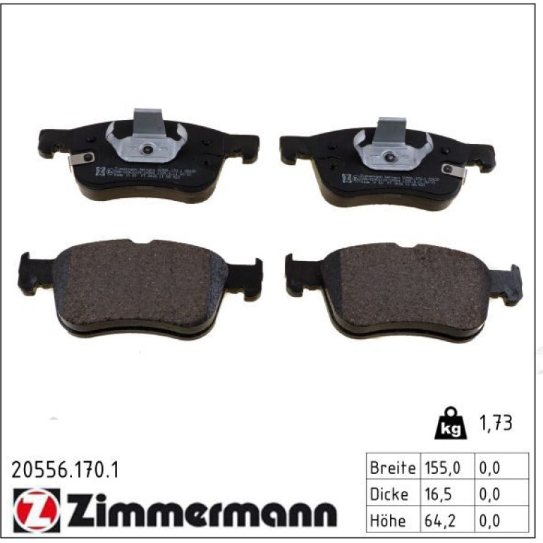 ZIMMERMANN Bremsbelagsatz, Scheibenbremse 20556.170.1 ZIMMERMANN Bremsbelagsatz, Scheibenbremse 20556.170.1
