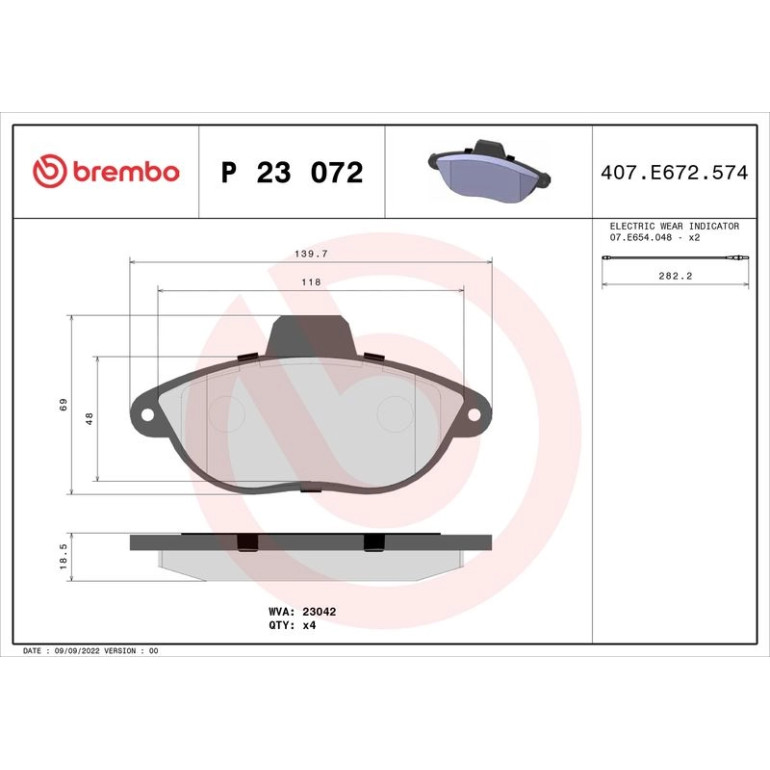 BREMBO Bremsklötze VA P 23 072 BREMBO Bremsklötze VA P 23 072