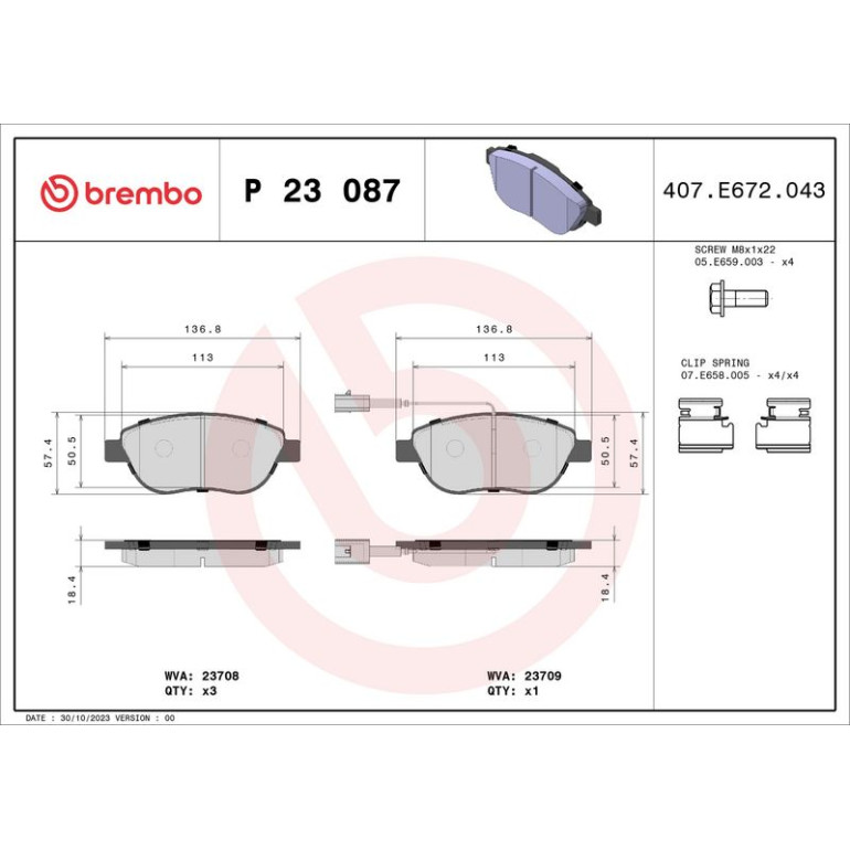 BREMBO Bremsklötze VA P 23 087 BREMBO Bremsklötze VA P 23 087