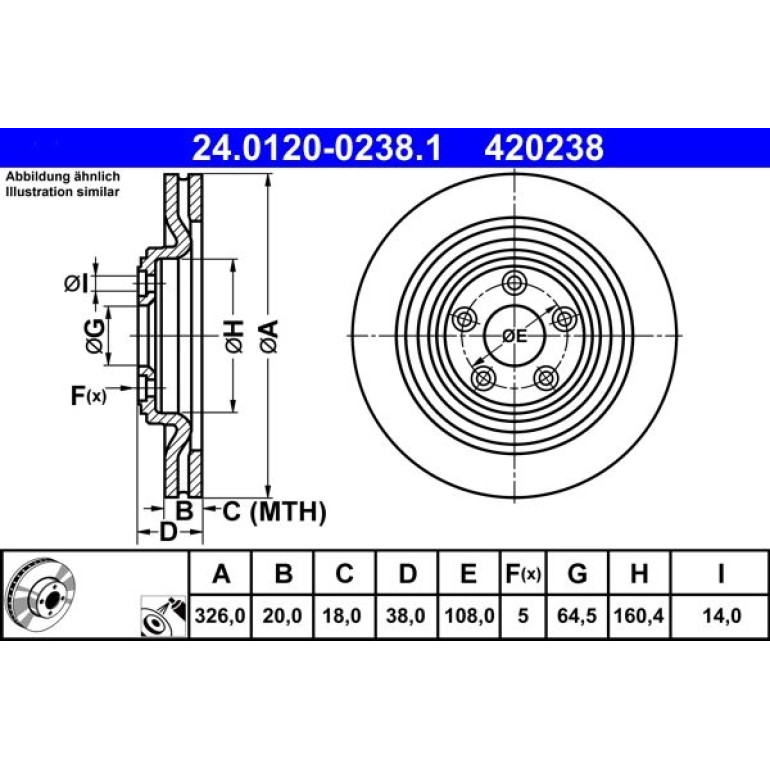 Bremsscheibe Jaguar T. Xf/Xj 2.0-5.0 08 24.0120-0238.1 Bremsscheibe Jaguar T. Xf/Xj 2.0-5.0 08 24.0120-0238.1