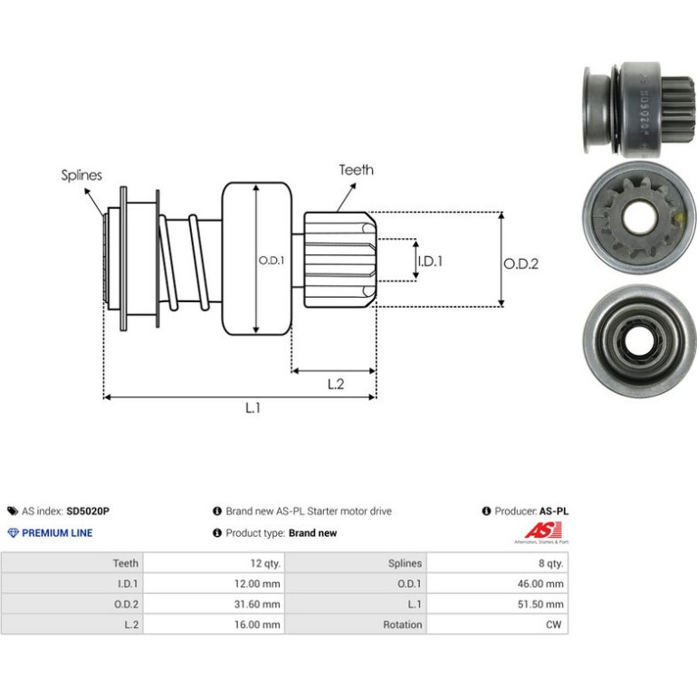 FREILAUFGETRIEBE, STARTER SD5020P FREILAUFGETRIEBE, STARTER SD5020P