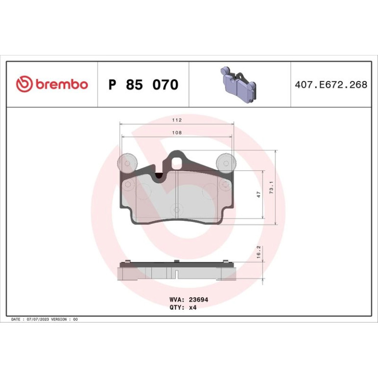 BREMBO Bremsklötze HA P 85 070 BREMBO Bremsklötze HA P 85 070