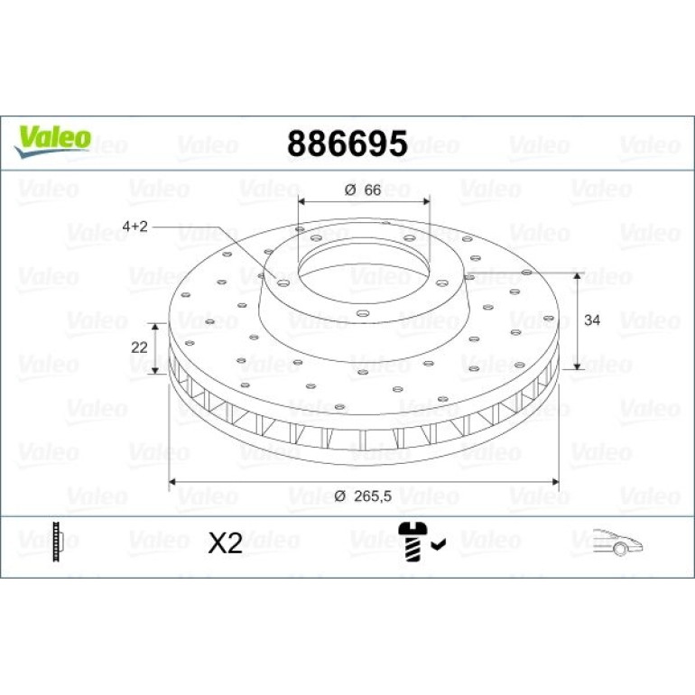 VALEO Bremsscheibe 886695 VALEO Bremsscheibe 886695