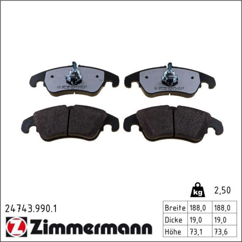 ZIMMERMANN Bremsbelagsatz, Scheibenbremse 24743.990.1 ZIMMERMANN Bremsbelagsatz, Scheibenbremse 24743.990.1