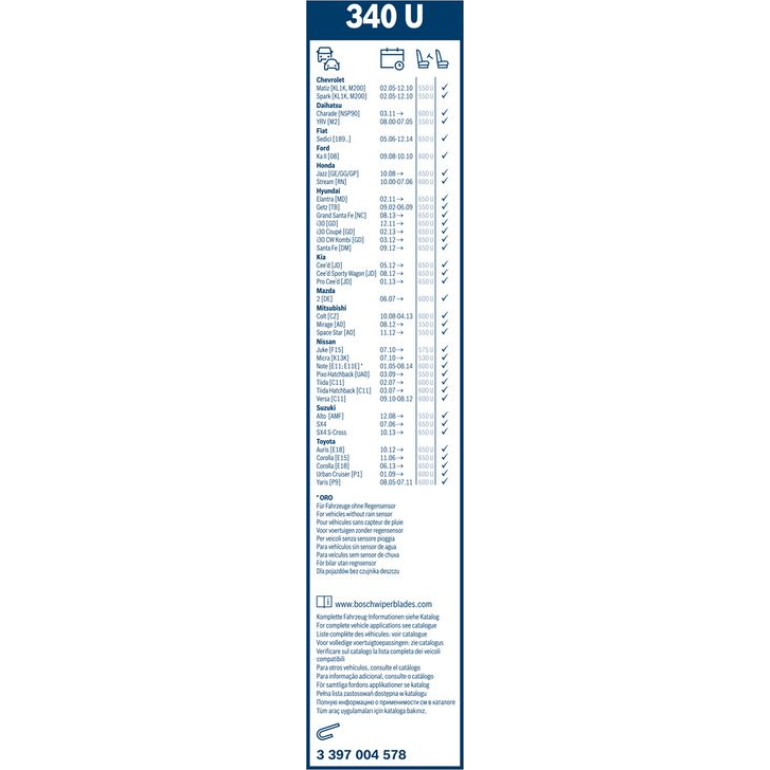 Bosch Wischerblatt U340 3397004578 Bosch Wischerblatt U340 3397004578