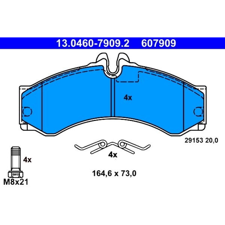 Bremsbelagsatz Vw P./T. Lt 28-46 2,5-2,8 Tdi 96-06 13.0460-7909.2 Bremsbelagsatz Vw P./T. Lt 28-46 2,5-2,8 Tdi 96-06 13.0460-7909.2