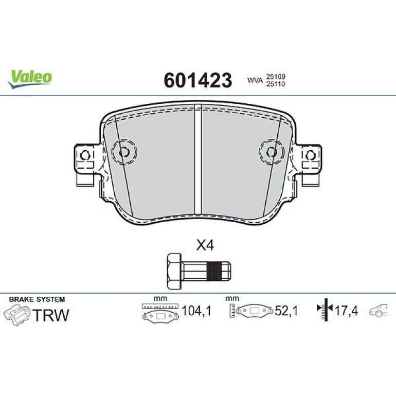VALEO Bremsbeläge 601423 VALEO Bremsbeläge 601423