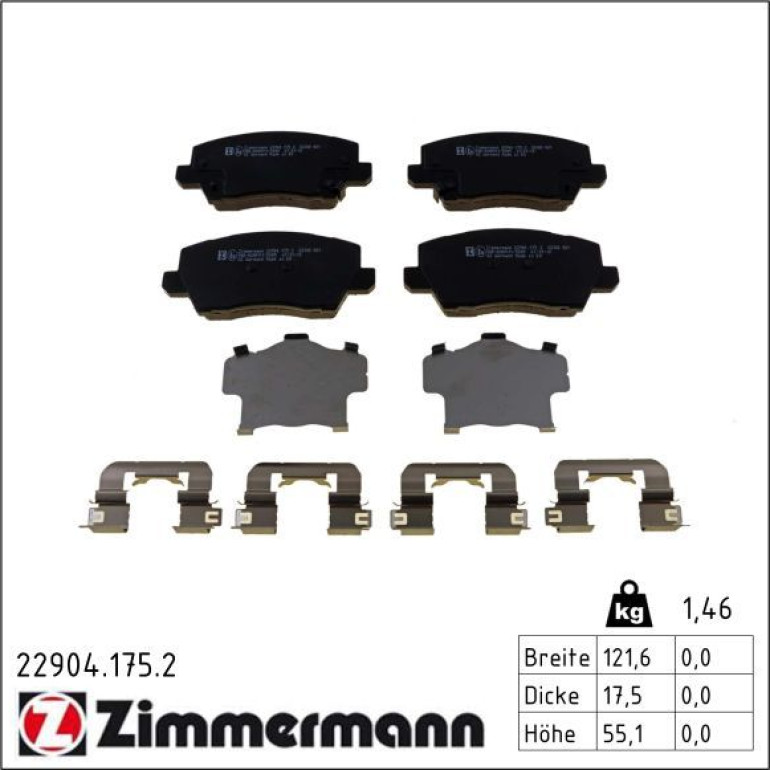 ZIMMERMANN Bremsbelagsatz, Scheibenbremse 22904.175.2 ZIMMERMANN Bremsbelagsatz, Scheibenbremse 22904.175.2