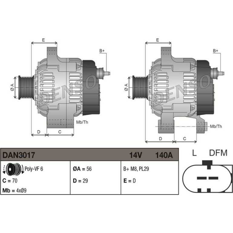 DENSO Generator DAN3017 DENSO Generator DAN3017