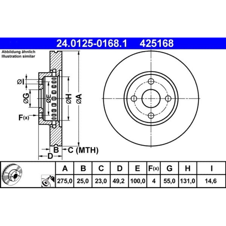 Bremsscheibe Toyota P. Corolla 2.0 D-4D 02-07 24.0125-0168.1 Bremsscheibe Toyota P. Corolla 2.0 D-4D 02-07 24.0125-0168.1