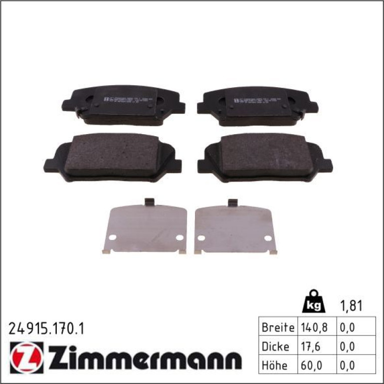 ZIMMERMANN Bremsbeläge 24915.170.1 ZIMMERMANN Bremsbeläge 24915.170.1