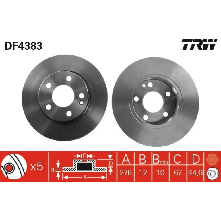 Bremsscheibe Db P. W169/W245 1,5-2,0 04-12 DF4383 Bremsscheibe Db P. W169/W245 1,5-2,0 04-12 DF4383