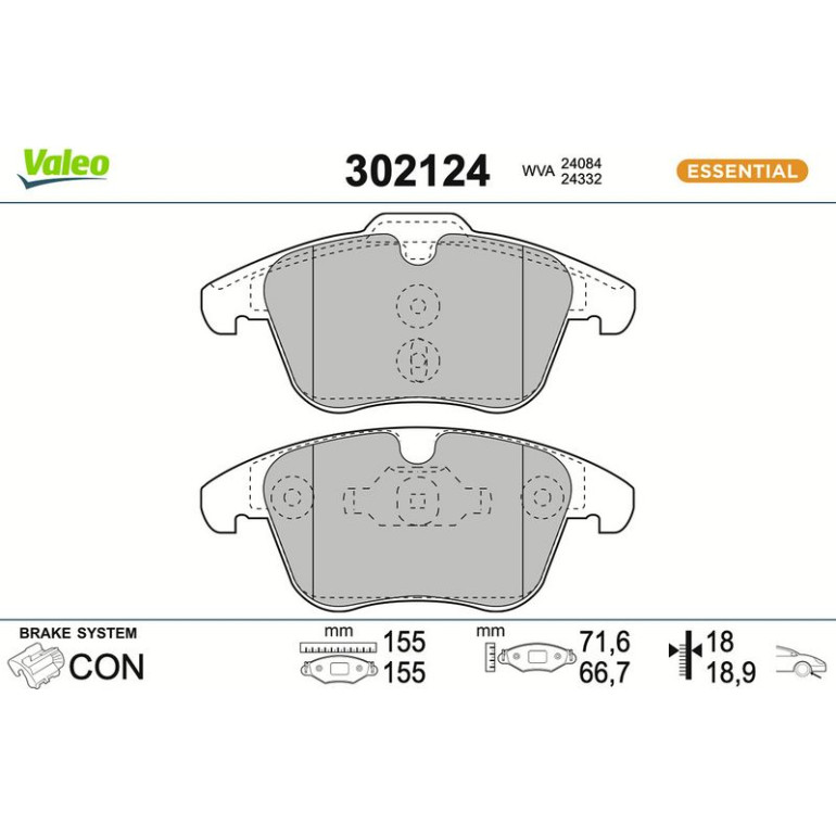 VALEO Bremsbeläge 302124 VALEO Bremsbeläge 302124