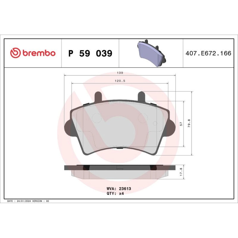 BREMBO Bremsklötze VA P 59 039 BREMBO Bremsklötze VA P 59 039