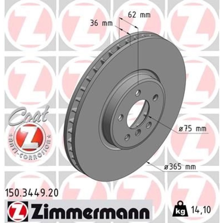 ZIMMERMANN Bremsscheibe 150.3449.20 ZIMMERMANN Bremsscheibe 150.3449.20