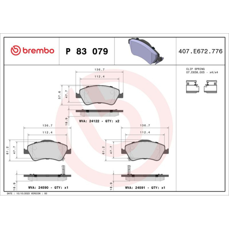 BREMBO Bremsklötze VA P 83 079 BREMBO Bremsklötze VA P 83 079