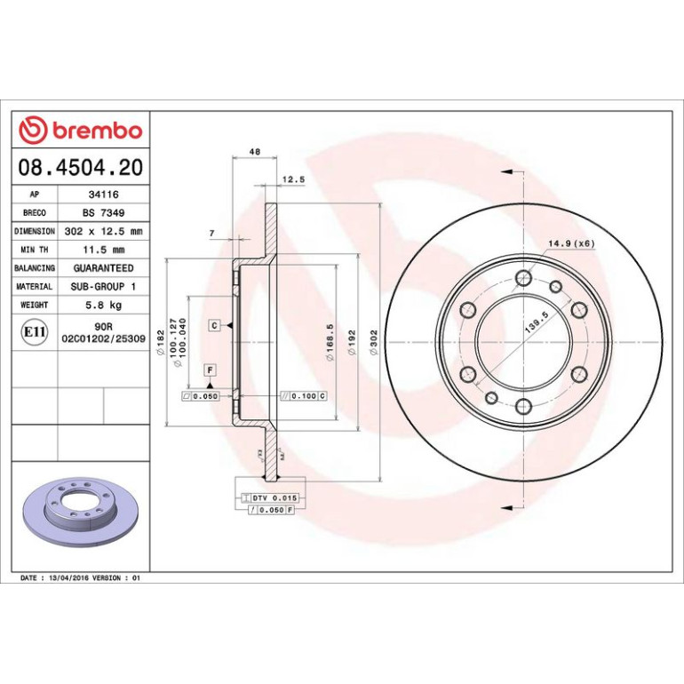 82 481 039 Bremsscheibe VA 08.4504.20 82 481 039 Bremsscheibe VA 08.4504.20