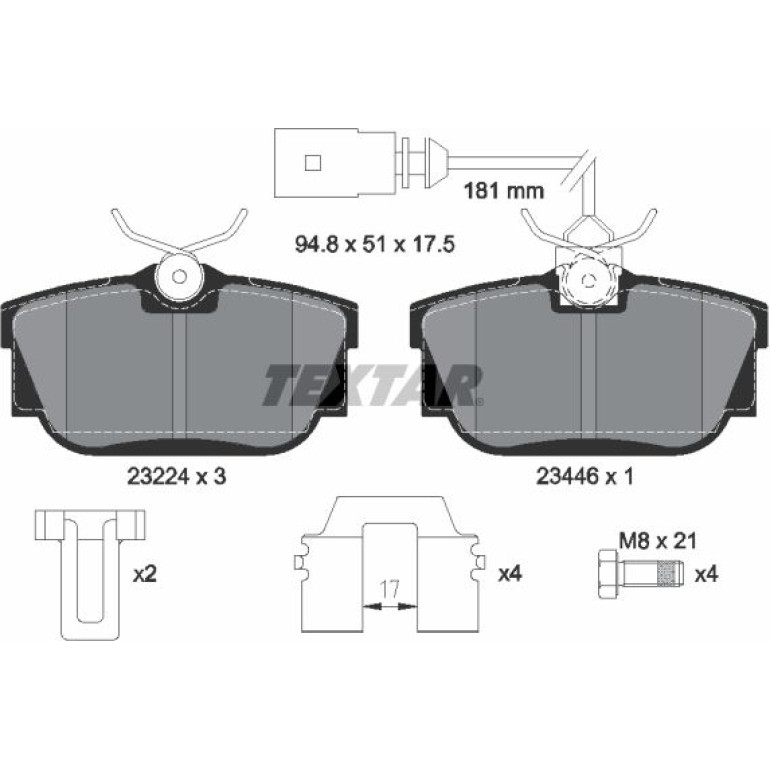 Bremsbelagsatz Vw T. T4 90-97 Mit Sensoren 2322416 Bremsbelagsatz Vw T. T4 90-97 Mit Sensoren 2322416