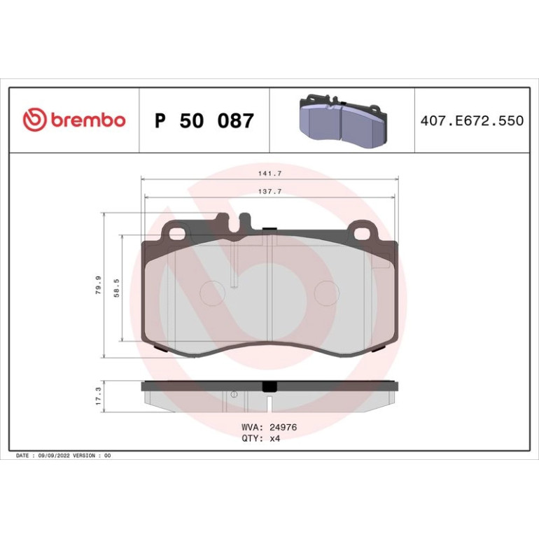 BREMBO Bremsklötze VA P 50 087 BREMBO Bremsklötze VA P 50 087