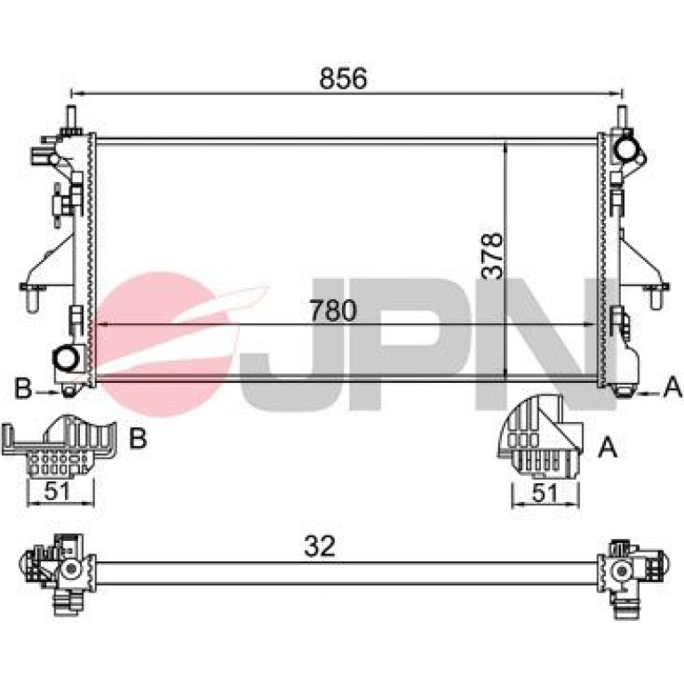 JPN Kühler, Motorkühlung 60C9019-JPN JPN Kühler, Motorkühlung 60C9019-JPN