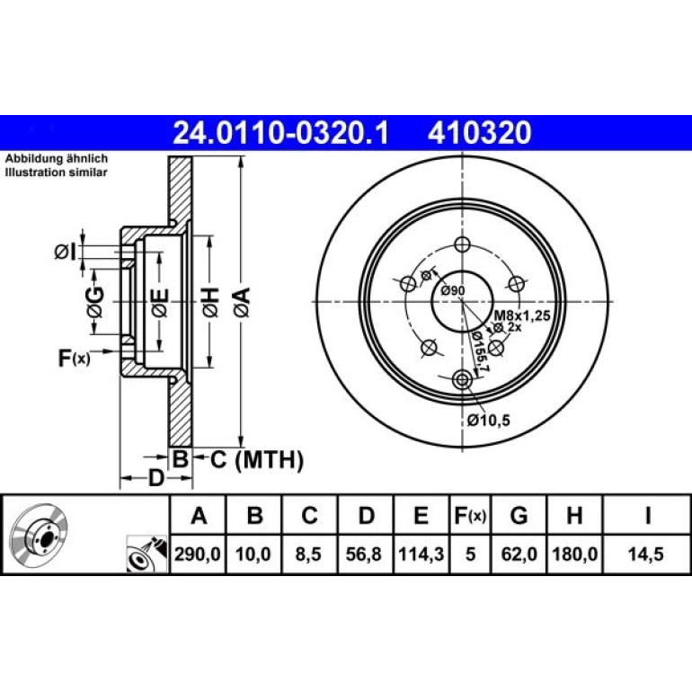 Bremsscheibe Toyota T. Corolla Verso 1,6-1,8/2,0-2,2 D-4D 04-09 24.0110-0320.1 Bremsscheibe Toyota T. Corolla Verso 1,6-1,8/2,0-2,2 D-4D 04-09 24.0110-0320.1