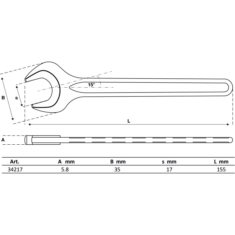 BGS Einmaulschlüssel DIN 894 SW 17 mm 34217 BGS Einmaulschlüssel DIN 894 SW 17 mm 34217