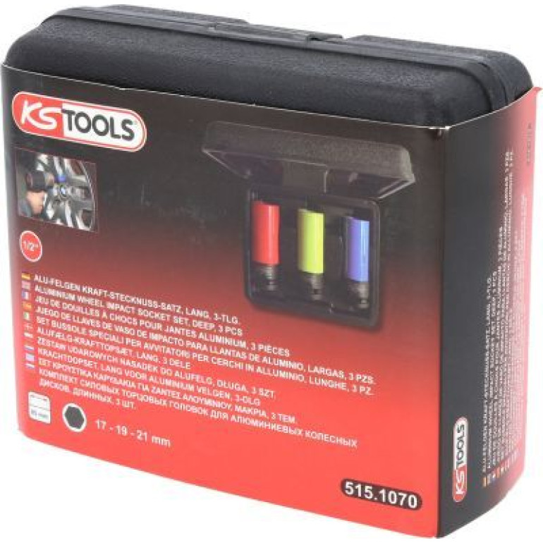 KS TOOLS 1/2-Zoll-Aluminiumfelgen-Power-Radmuttern-Satz, robust, 3-teilig 515.1070 KS TOOLS 1/2-Zoll-Aluminiumfelgen-Power-Radmuttern-Satz, robust, 3-teilig 515.1070