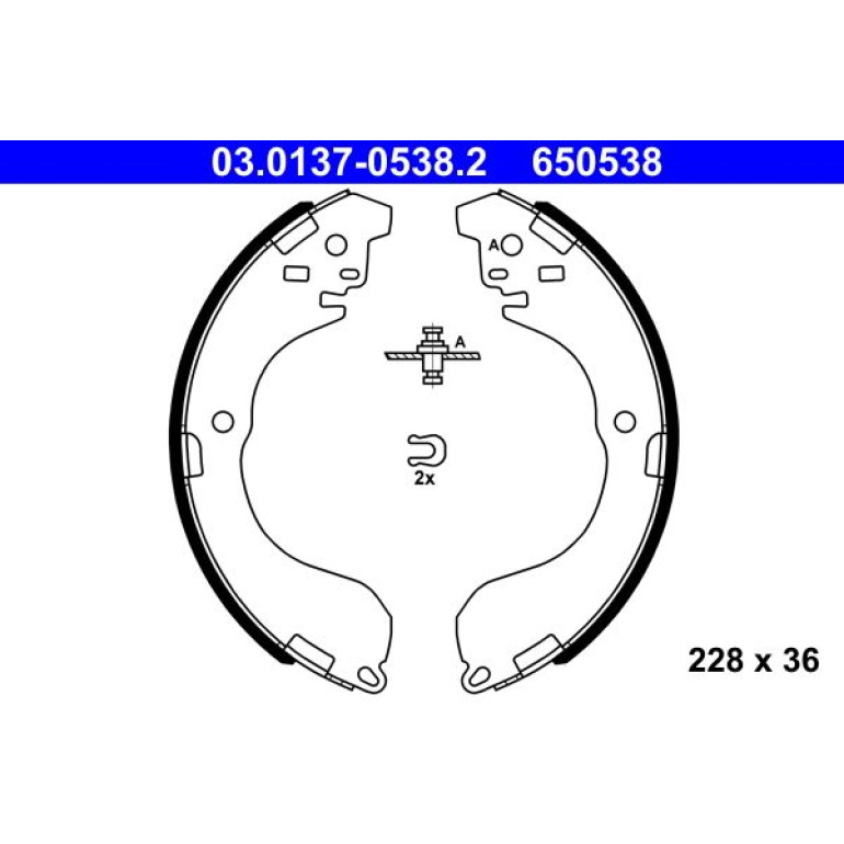 ATE Bremsbackensatz, Feststellbremse 03.0137-0538.2 ATE Bremsbackensatz, Feststellbremse 03.0137-0538.2