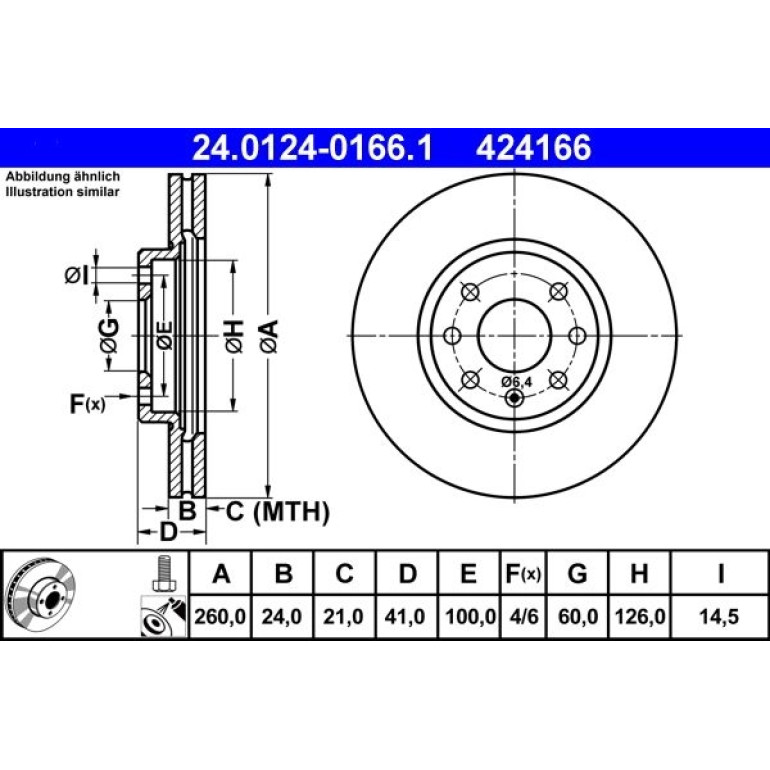 Bremsscheibe Opel P. Combo/Corsa/Tigra 1.3-1.7 D 00 24.0124-0166.1 Bremsscheibe Opel P. Combo/Corsa/Tigra 1.3-1.7 D 00 24.0124-0166.1