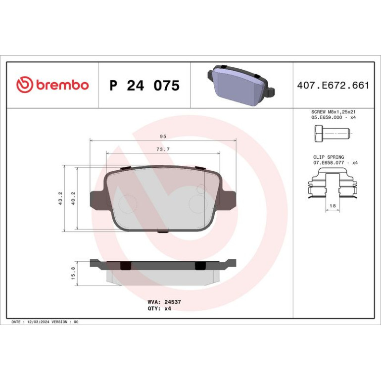 BREMBO Bremsklötze HA P 24 075 BREMBO Bremsklötze HA P 24 075