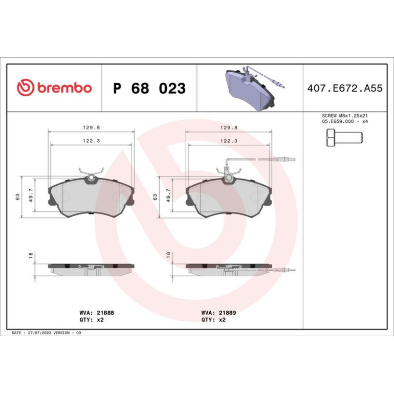 BREMBO Bremsklötze VA P 68 023 BREMBO Bremsklötze VA P 68 023