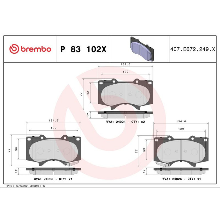 BREMBO Bremsklötze VA P 83 102X BREMBO Bremsklötze VA P 83 102X