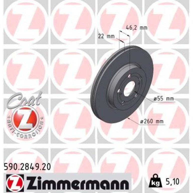 ZIMMERMANN Bremsscheibe 590.2849.20 ZIMMERMANN Bremsscheibe 590.2849.20