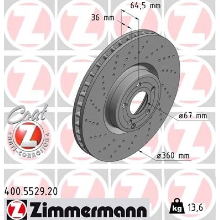 ZIMMERMANN Bremsscheibe 400.5529.20 ZIMMERMANN Bremsscheibe 400.5529.20