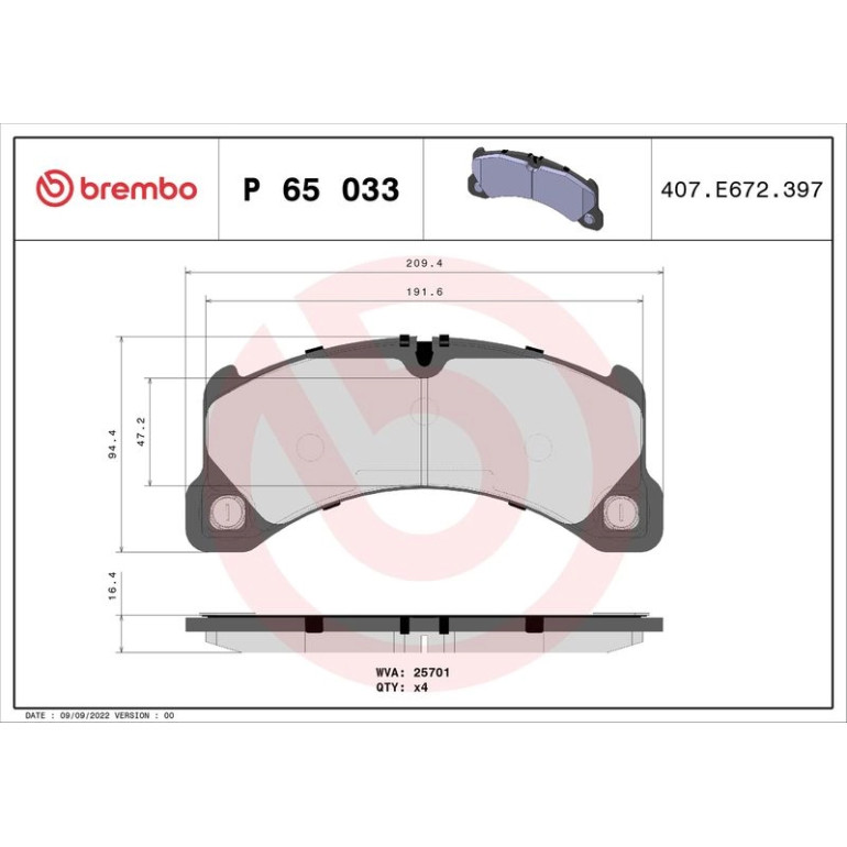 BREMBO Bremsklötze VA P 65 033 BREMBO Bremsklötze VA P 65 033