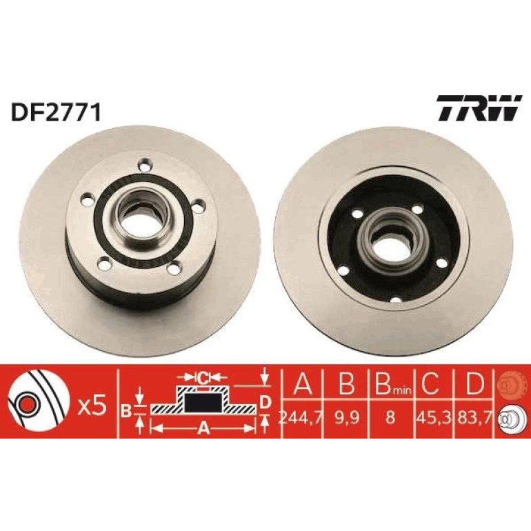Bremsscheibe Vw T. A4 1.6-2.8 DF2771 Bremsscheibe Vw T. A4 1.6-2.8 DF2771