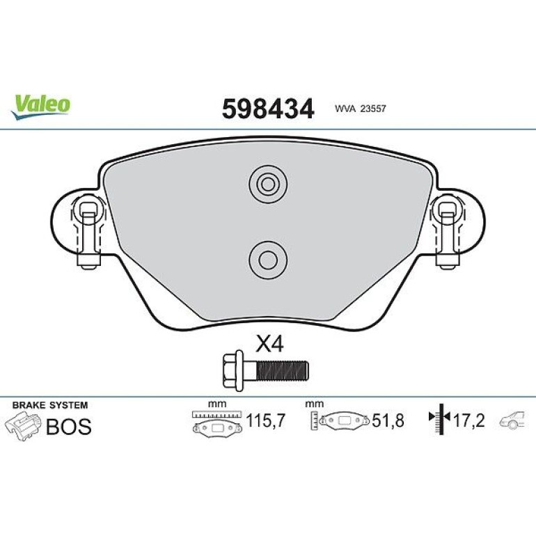 VALEO Bremsbeläge 598434 VALEO Bremsbeläge 598434