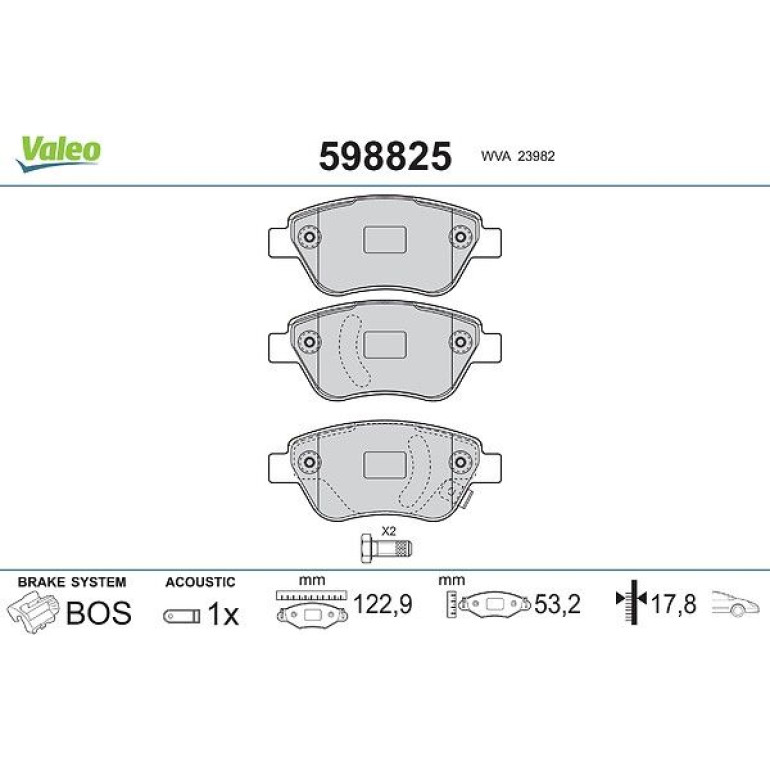 VALEO Bremsbeläge 598825 VALEO Bremsbeläge 598825