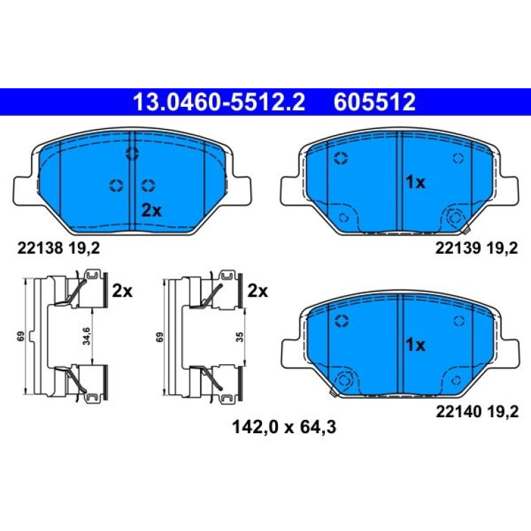 Bremsbelagsatz, Scheibenbremse 13.0460-5512.2 Bremsbelagsatz, Scheibenbremse 13.0460-5512.2
