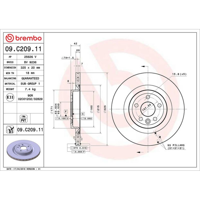 52 482 035 Bremsscheibe HA 09.C209.11 52 482 035 Bremsscheibe HA 09.C209.11