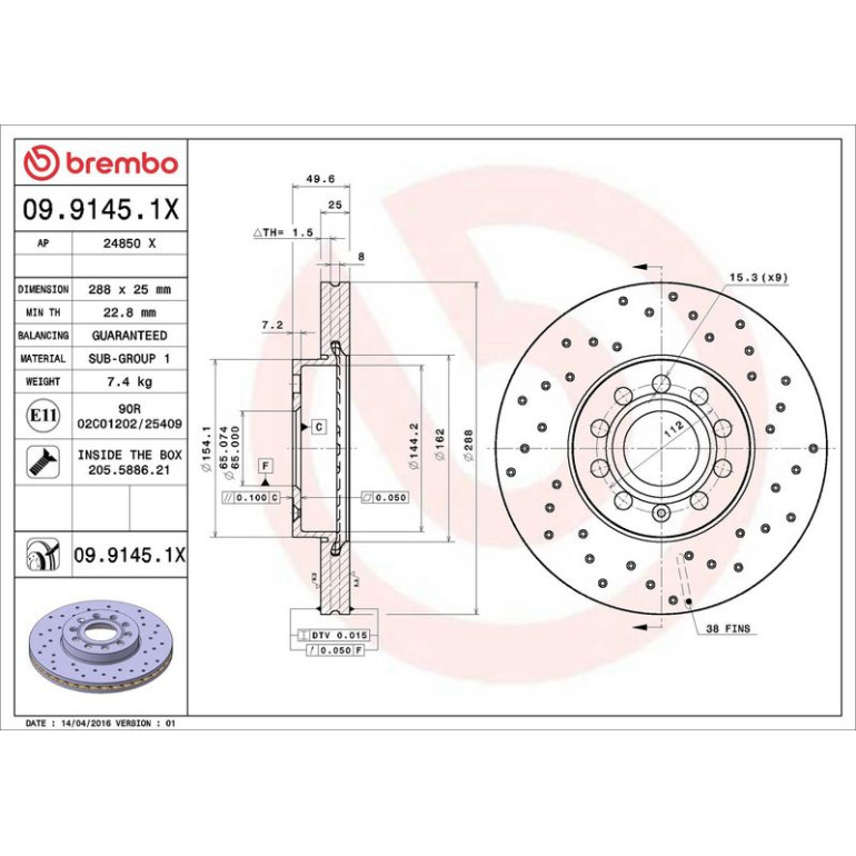 Bremsscheibe VA Xtra 09.9145.1X Bremsscheibe VA Xtra 09.9145.1X