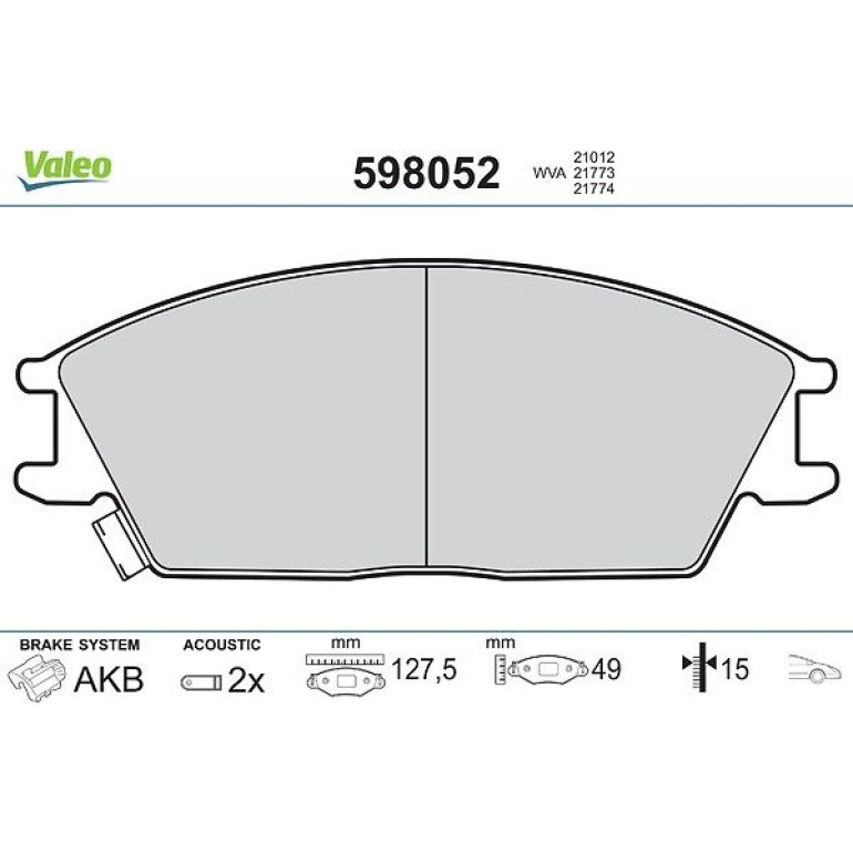 VALEO Bremsbeläge 598052 VALEO Bremsbeläge 598052