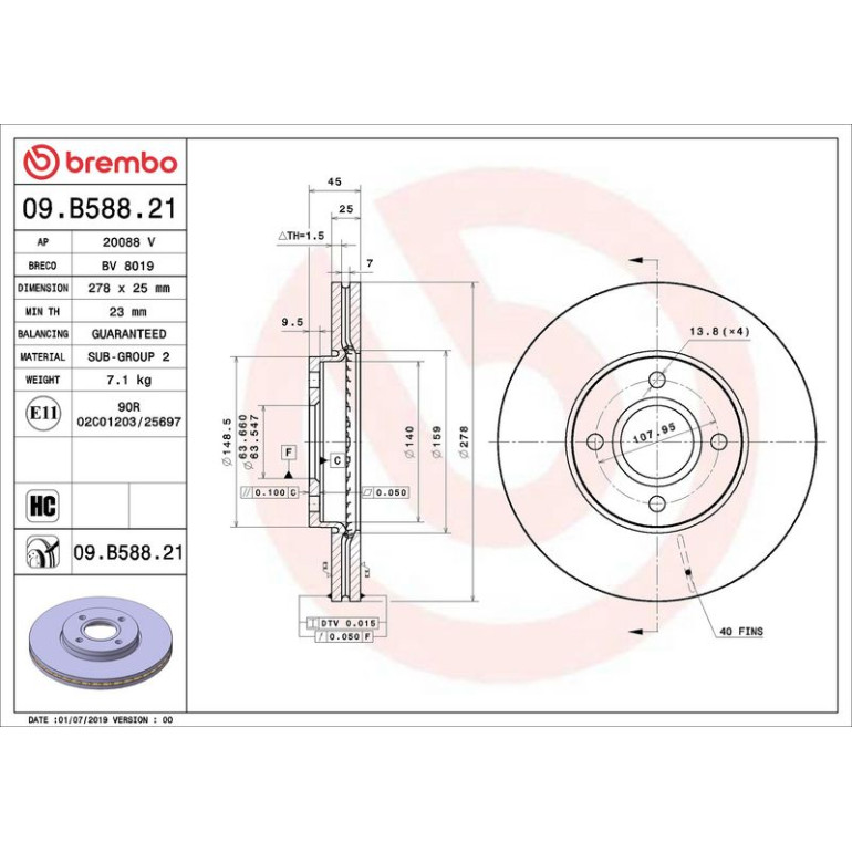Bremsscheibe VA 09.B588.21 Bremsscheibe VA 09.B588.21