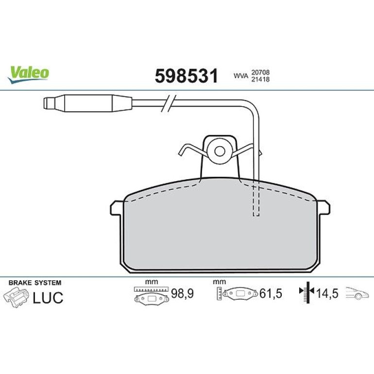 VALEO Bremsbeläge 598531 VALEO Bremsbeläge 598531